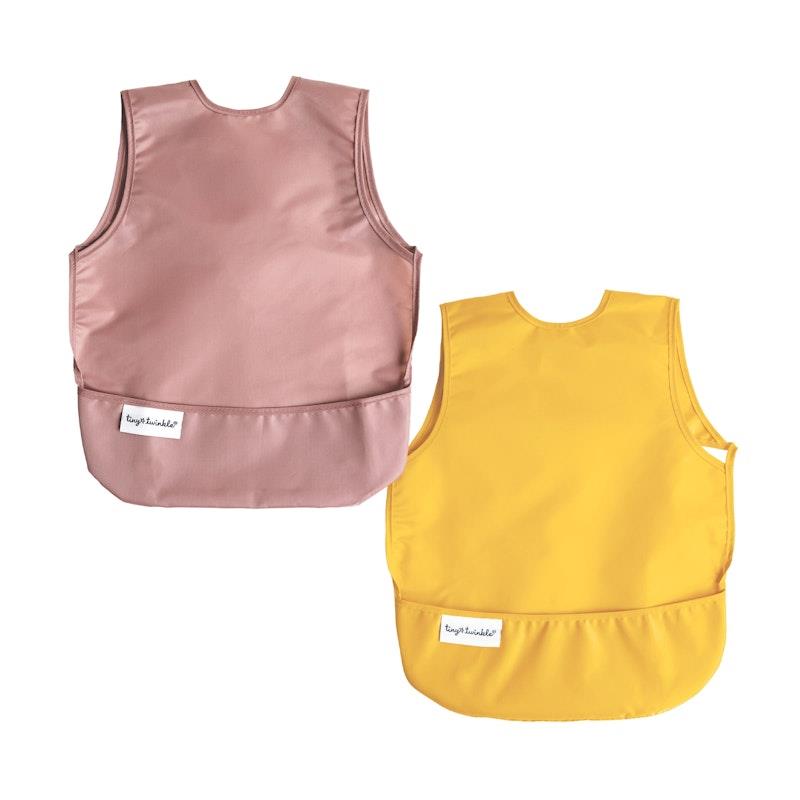 Load image into Gallery viewer, Tiny Twinkle - Mess - Proof Apron Bib 2 Pack - Taupe &amp; Dandelion Large (2-4Y)
