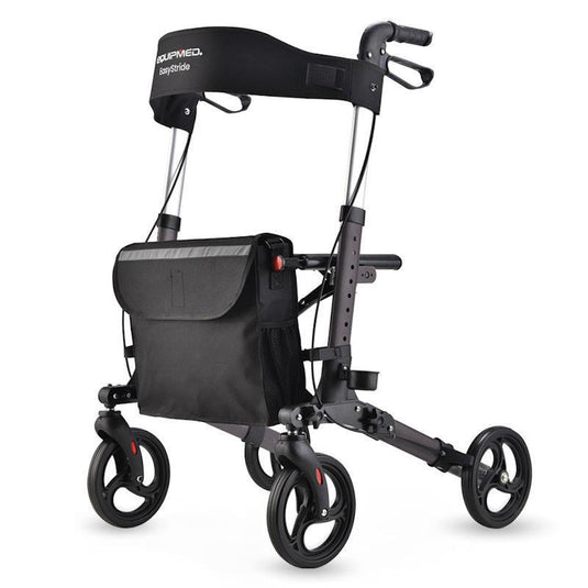 Equipmed Foldable Aluminium Walking Frame Rollator Titanium Colour