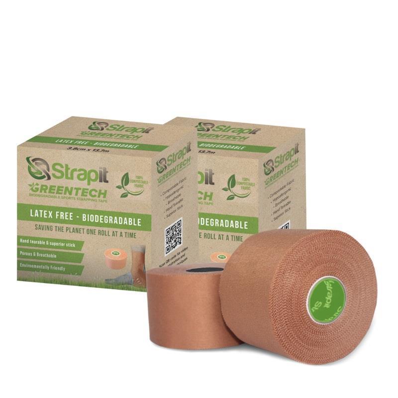 Load image into Gallery viewer, Strapit Greentech Biodegradable &amp; Compostable Sports Strapping Tape 2 Pack
