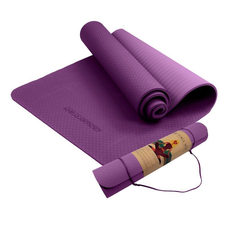 Load image into Gallery viewer, Powertrain TPE Yoga Pilates Exercise Mat 6mm Purple
