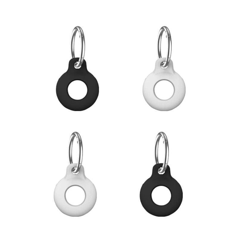 Load image into Gallery viewer, Laser Silicone AirTag Key Rings - Black, White 4 Pack
