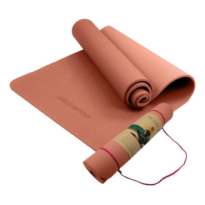 Load image into Gallery viewer, Powertrain TPE Yoga Pilates Exercise Mat 6mm Pink
