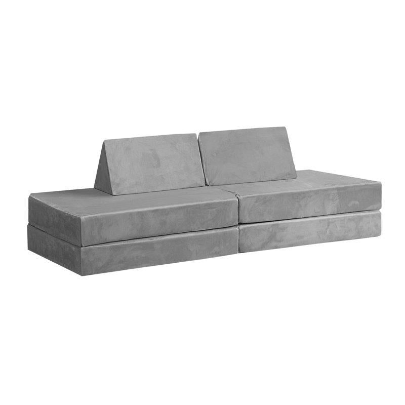 Load image into Gallery viewer, Oikiture 4 Pieces Kids Sofa Play Couch Modular Lounge Cushion Convertible Playset Grey
