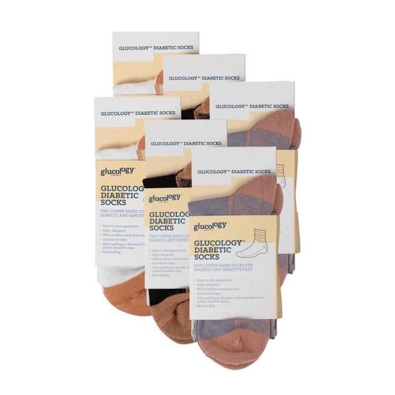 Load image into Gallery viewer, Glucology 6 Pack Mixed Classic Socks - Black White Grey Medium
