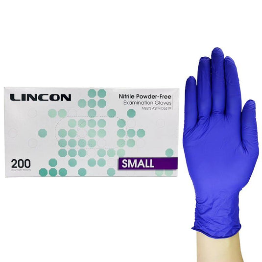 Lincon Nitrile Examination Gloves ASTM Powder Free Small 200 Pieces/Box