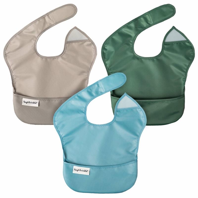 Load image into Gallery viewer, Tiny Twinkle - Mess-proof Easy Bib - Solid Boy Set of 3
