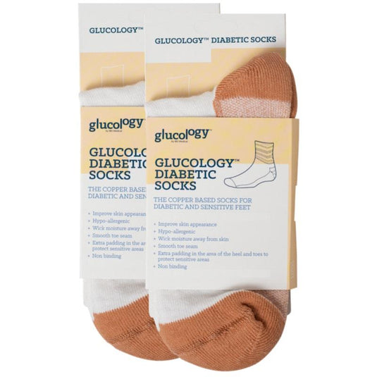 Glucology Copper Based Loose Top Classic Socks 2 Pairs White Medium