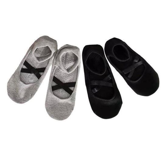 High Heel Jungle Good Pointe Premium Combed Cotton Full Grip Pilates/Yoga Sock Black/Grey Bundle