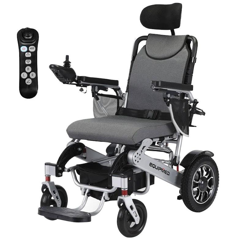 Load image into Gallery viewer, Equipmed Power Electric Wheelchair Long Range Black &amp; Silver
