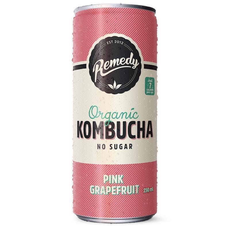 Load image into Gallery viewer, Remedy Kombucha Pink Grapefruit 250ml Can x 24
