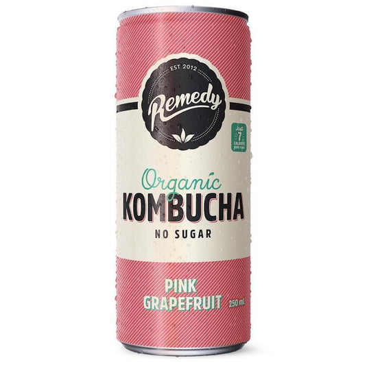 Remedy Kombucha Pink Grapefruit 250ml Can x 24