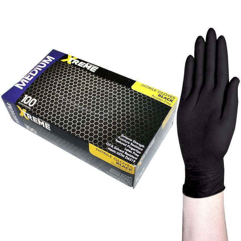 Load image into Gallery viewer, Livingstone Xtreme Thick Heavy Duty Nitrile Gloves Powder Free Black Medium 100 Pieces/Box
