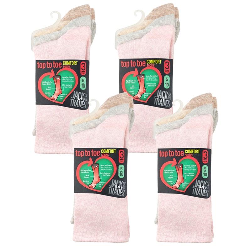 Load image into Gallery viewer, Jack of All Trades 12 Pairs of Women's Top to Toe Comfort Socks - Marle Size 5-10
