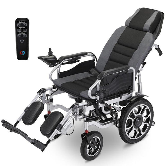 Equipmed Power Electric Wheelchair Longrange Auto Recline Grey & Black