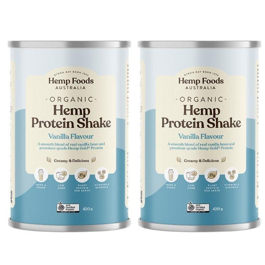 Hemp Foods Australia Organic Hemp Protein Vanilla 420g Twin Pack