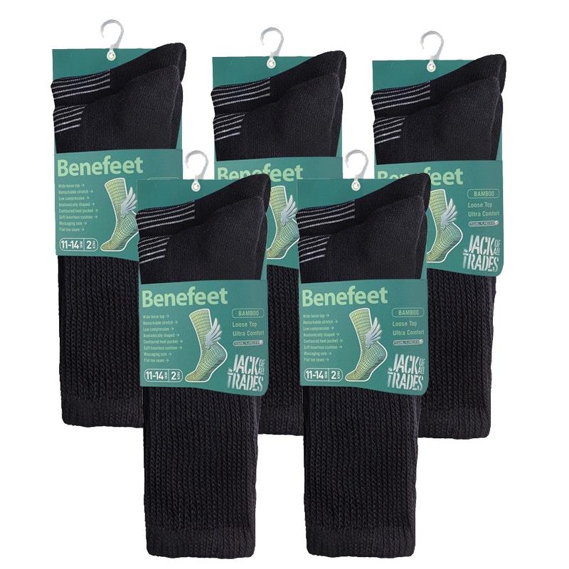 Load image into Gallery viewer, Benefeet 10 pairs of Men's Bamboo Socks - Black Size 11-14
