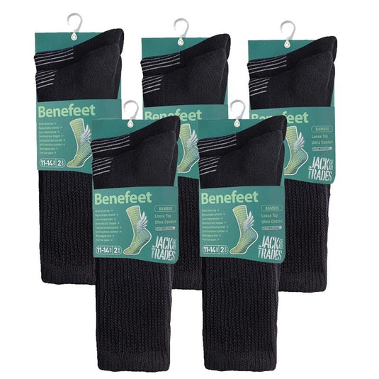 Benefeet 10 pairs of Men's Bamboo Socks - Black Size 11-14