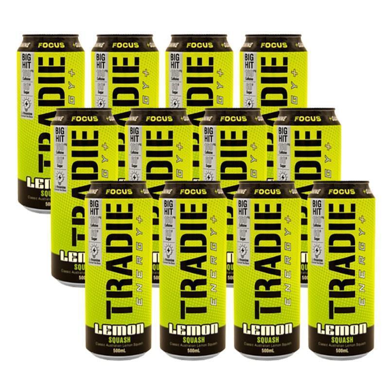 Load image into Gallery viewer, Tradie Energy Lemon Squash 500mL 12Pack
