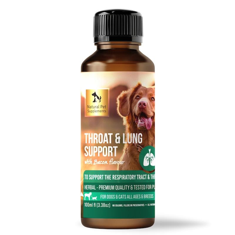 Load image into Gallery viewer, Natural Pet Supplements Throat and Lung Support Bacon Flavour Liquid 100ml
