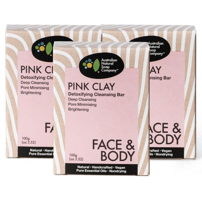Load image into Gallery viewer, Australian Natural Soap Company Pink Clay Detoxifying Cleanser 3Pack
