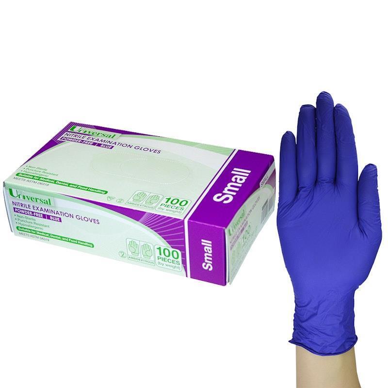 Load image into Gallery viewer, Universal Nitrile Examination Gloves ASTM Powder Free Small 100 Pieces/Box
