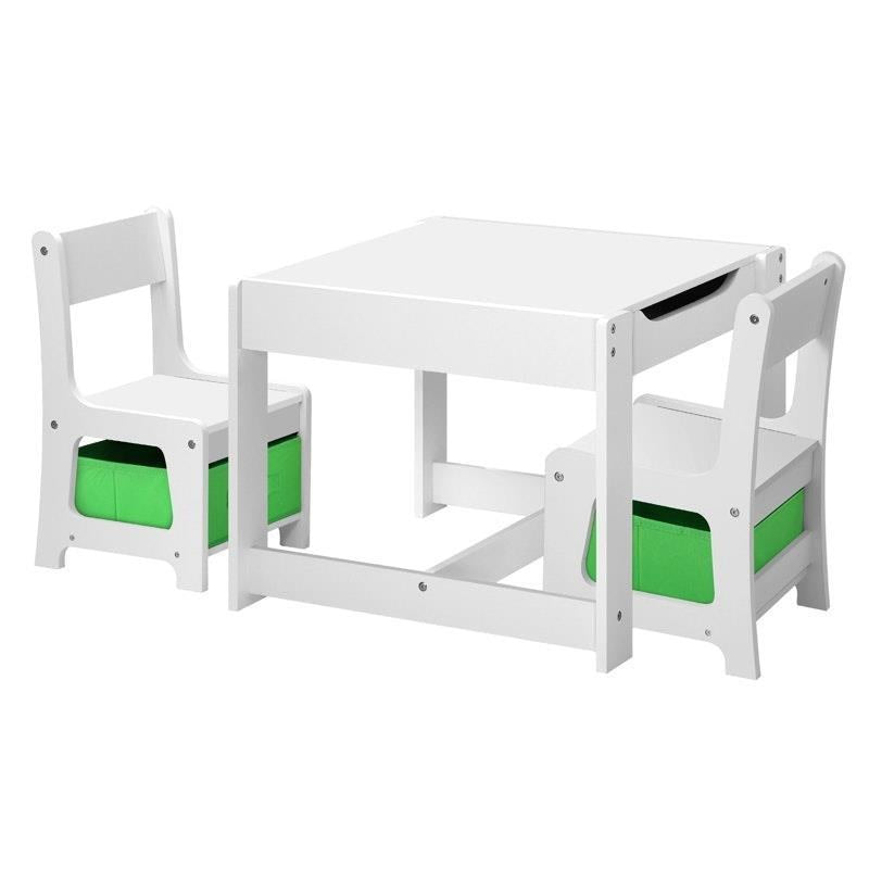 Load image into Gallery viewer, Oikiture Kids Table and Chair Set Storage Box Toys Wooden Play Activity Desk Green &amp; White
