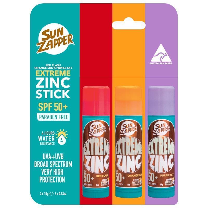 Load image into Gallery viewer, SUN ZAPPER Extreme Zinc Unicorn Colours Red/Orange/Purple SPF 50+ Stick 3Pack
