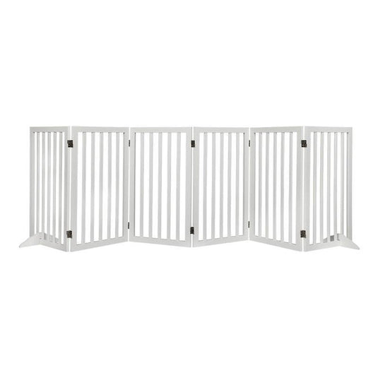 PaWz Wooden Pet Gate Dog Fence Safety Stair Barrier Security Door 6 Panel Large