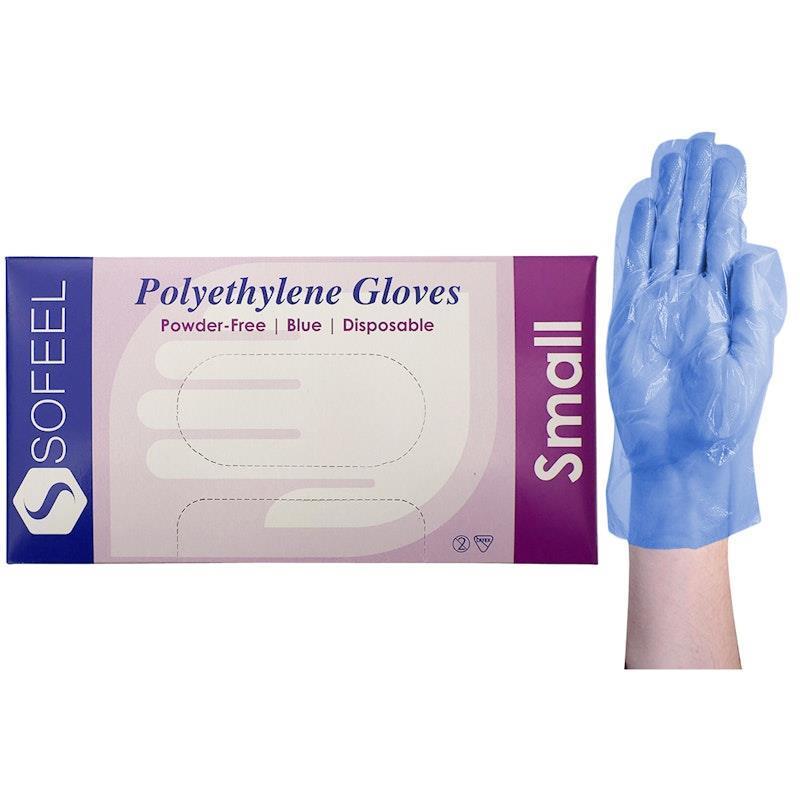 Load image into Gallery viewer, Sofeel Disposable Polyethylene Gloves Powder Free Latex Free Small Blue 500 Pieces/Box
