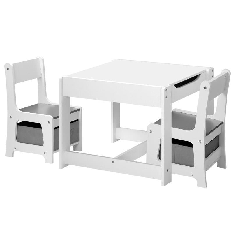Load image into Gallery viewer, Oikiture Kids Table and Chairs Set Activity Play Study Desk w/ Toys Storage Box White &amp; Grey
