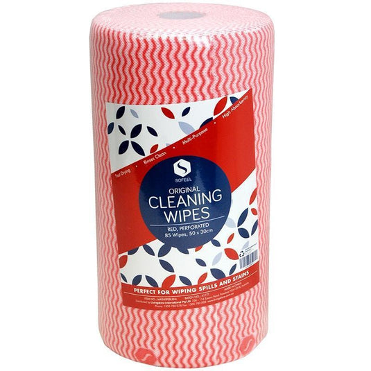 Sofeel Original Microfibre Heavy Duty Super Cleaning Wipes Red 85 Pieces/Roll