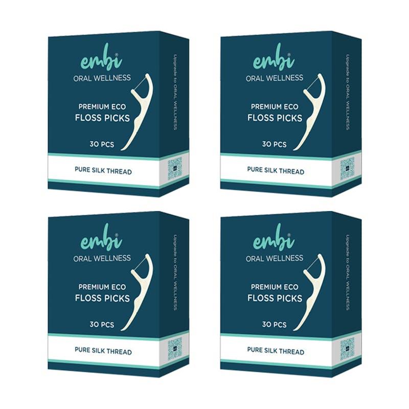 Load image into Gallery viewer, embi Oral Wellness Premium Silk Floss Picks 4Pack

