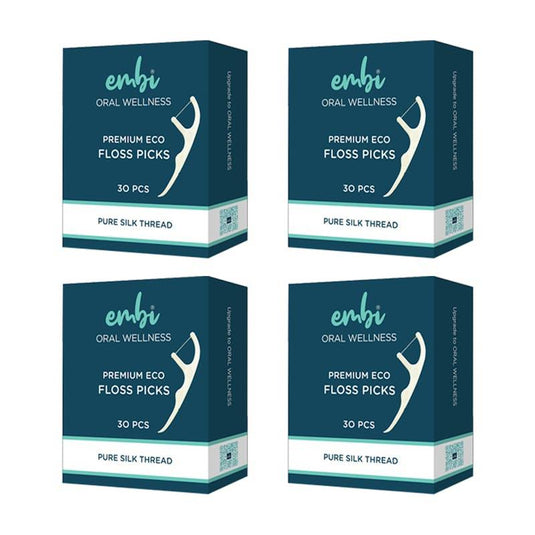 embi Oral Wellness Premium Silk Floss Picks 4Pack