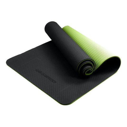Powertrain TPE Pilates Exercise Yoga Mat 8mm Black Green