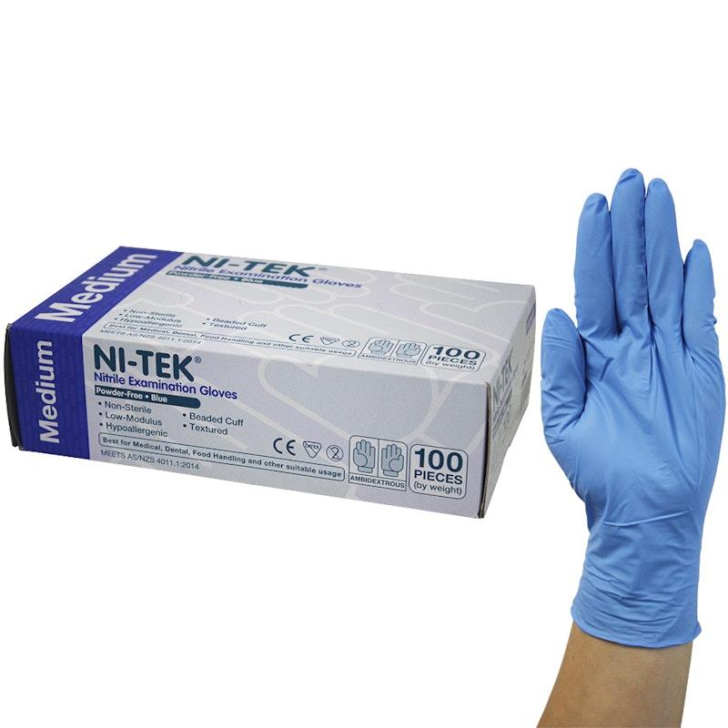 Load image into Gallery viewer, NI-TEK Nitrile Powder Free Gloves Medium 100 Pieces/Box
