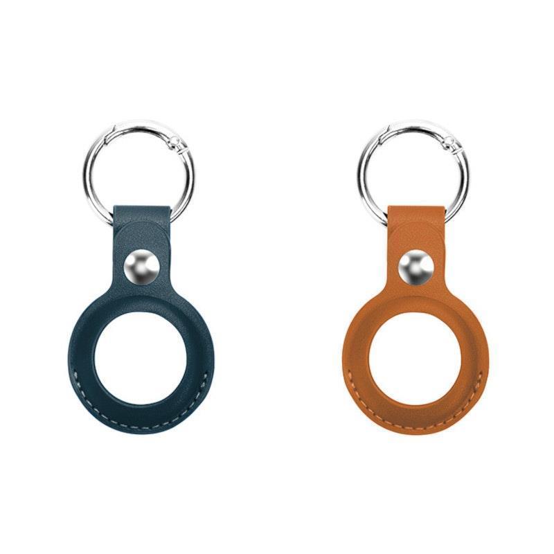 Load image into Gallery viewer, Laser Leather AirTag Key Ring - Brown and Blue 2 Pack
