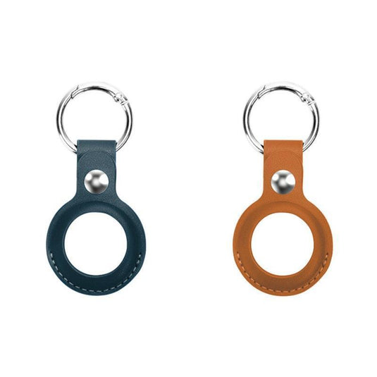 Laser Leather AirTag Key Ring - Brown and Blue 2 Pack