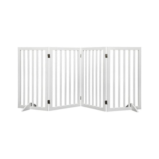 PaWz Wooden Pet Gate Dog Fence Safety Stair Barrier Security Door 4 Panel Large
