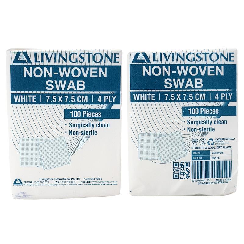 Load image into Gallery viewer, Livingstone Non-Woven Swabs 4 Ply 7.5x7.5cm 100 Pieces/Box
