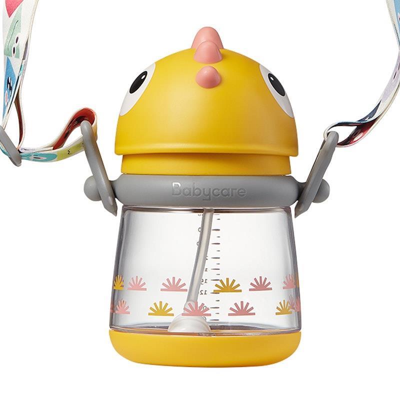 Load image into Gallery viewer, Bc Babycare T-REX TOBY Weighted Straw Sippy Cup 300ml (with Strap) Yellow
