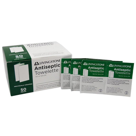 Livingstone Hand Sanitising Antibacterial Towelette 50 Pieces