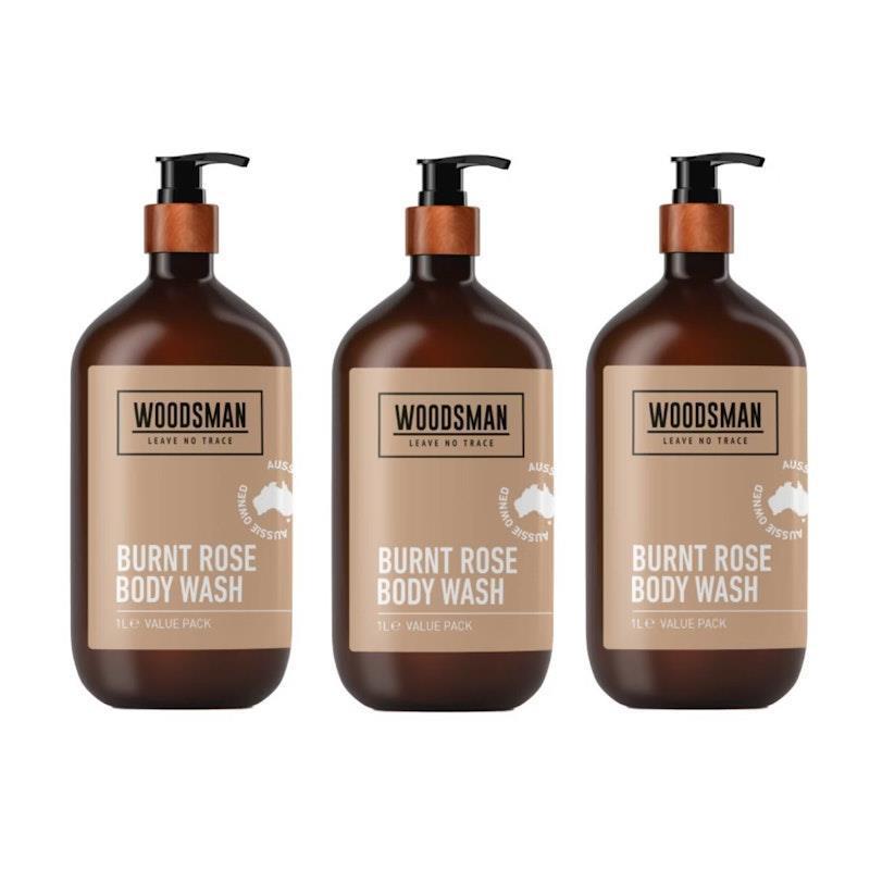 Load image into Gallery viewer, Woodsman Burnt Rose Body Wash 1L 3 Pack
