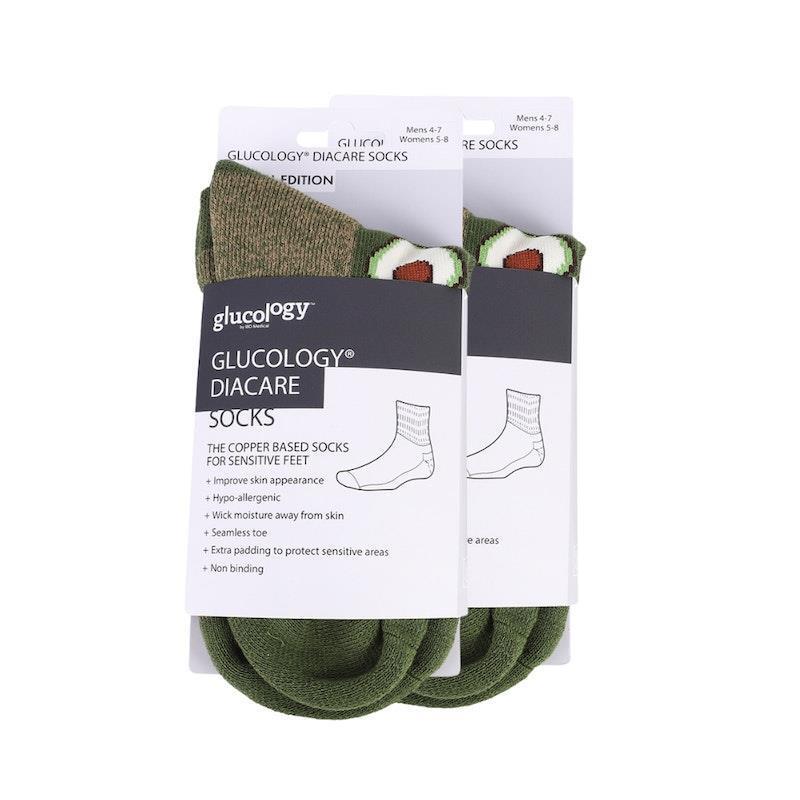 Load image into Gallery viewer, Glucology Copper based Socks | 2 Pairs Large/ Avocado
