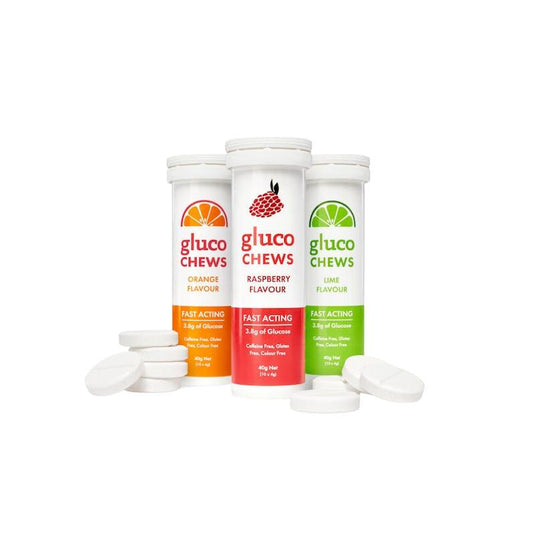 Glucology Fast Acting Glucochews 3 Tube, 10 Chews per tube, Mixed Lime Orange Raspberry (3x10)