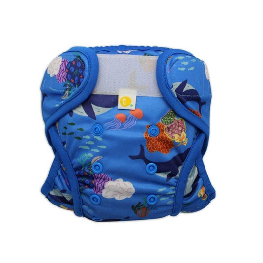 tyoub x Suki McMaster Adjustable Reusable Swim Nappy and Wet Bag - Whales One Size