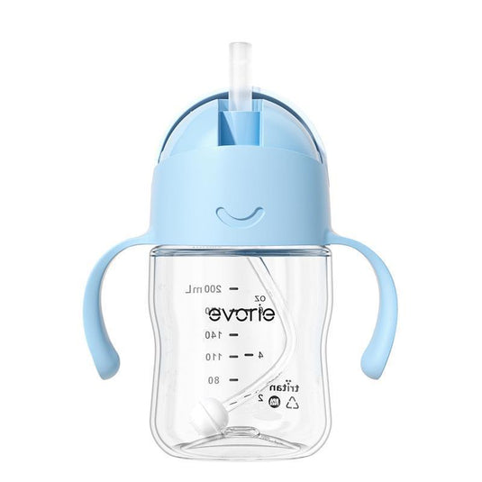 Evorie Tritan Baby 360 Straw Water Bottle Sippy Cup 200mL, Bluemoon 1Unit