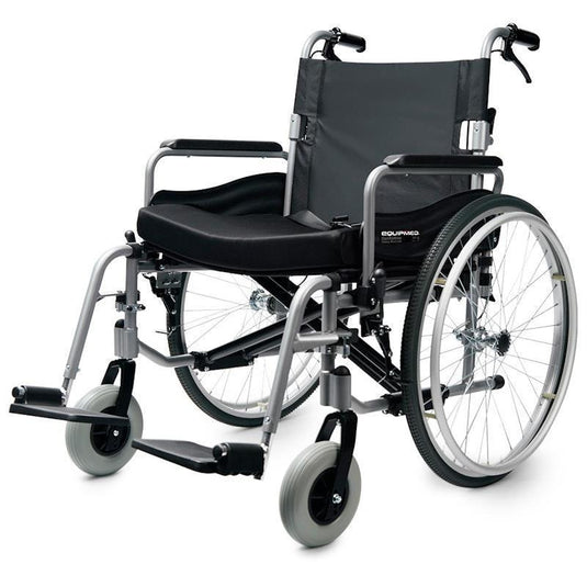 Equipmed Folding Wheelchair XXL Extra-Wide Bariatric Seat Black