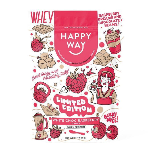 Happy Way White Chocolate Raspberry Whey Protein Powder 500g