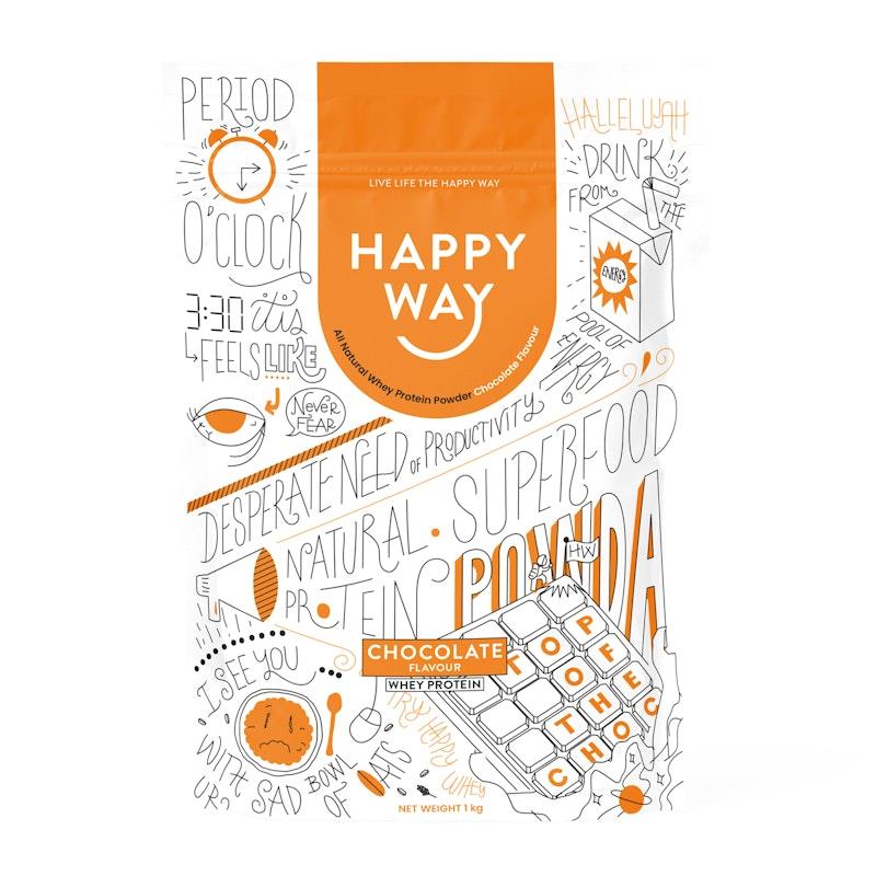 Load image into Gallery viewer, Happy Way Top Of The Choc Whey Protein Powder 1kg
