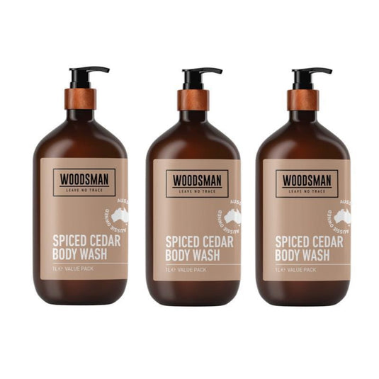 Woodsman Spiced Cedar Body Wash 1L 3 Pack